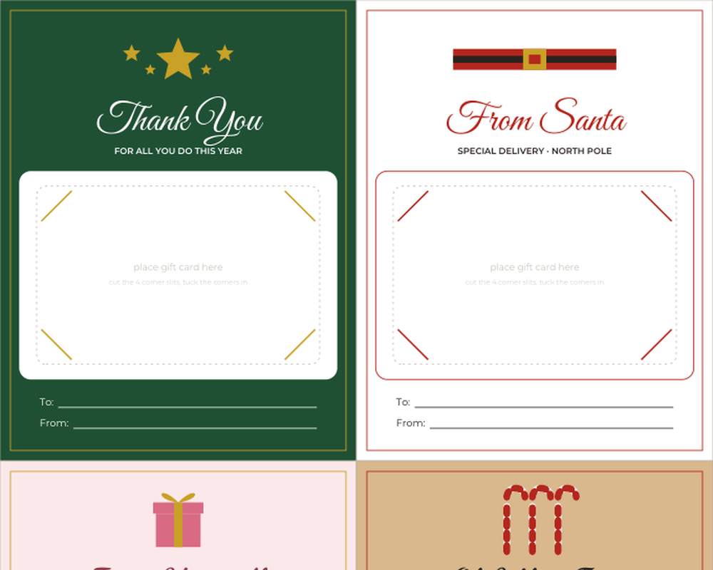 Printable Christmas Gift Card Holders: 8 Designs for Teachers, Coffee Cards, From Santa & More printable preview 2