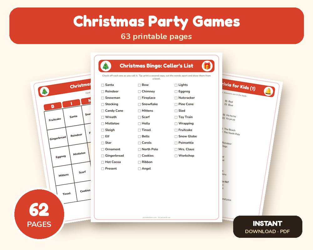 Christmas Party Games Bundle: 15+ Printable Games printable preview 1
