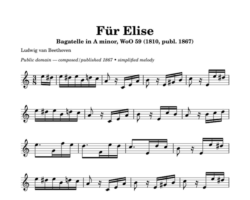 Free printable Classical Themes for Beginners sample page