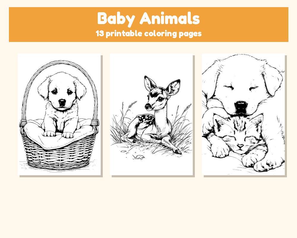 Baby Animals Coloring Pages: 13 Printable Pages