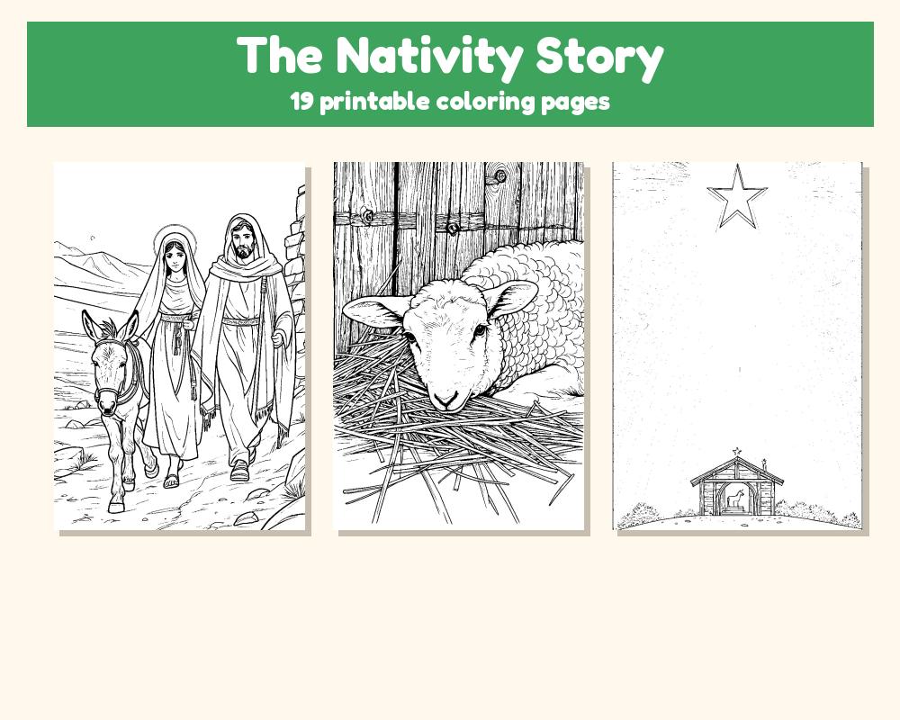 The Nativity Story Coloring Pages: 19 Printable Pages