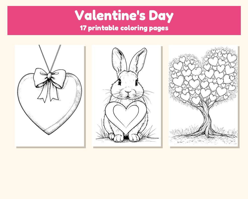 Valentine's Day Coloring Pages: 17 Printable Pages printable preview 1