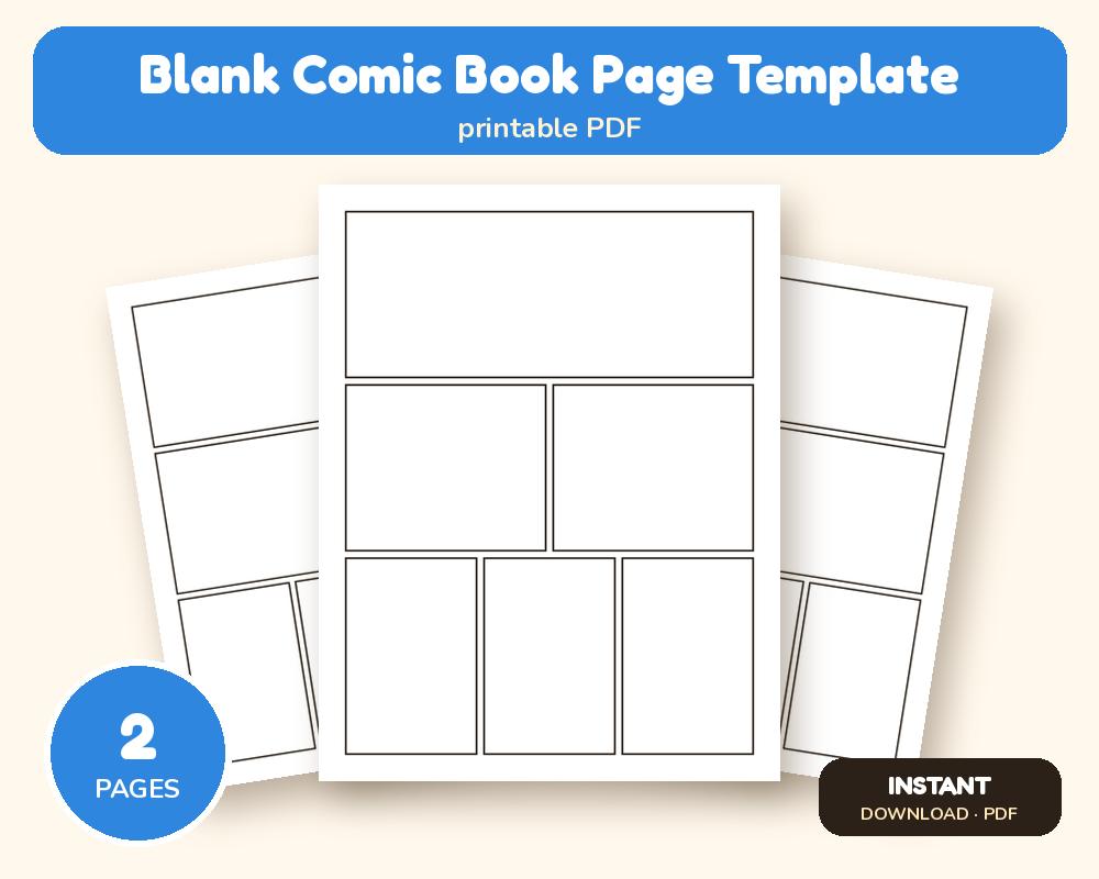 Blank Comic Book Page Template Printable PDF