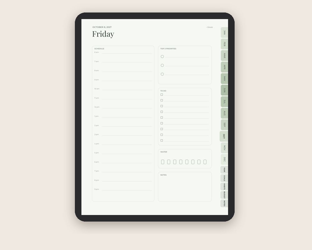 2027 Digital Planner (Sage): Hyperlinked iPad Planner for GoodNotes & Notability printable preview 2