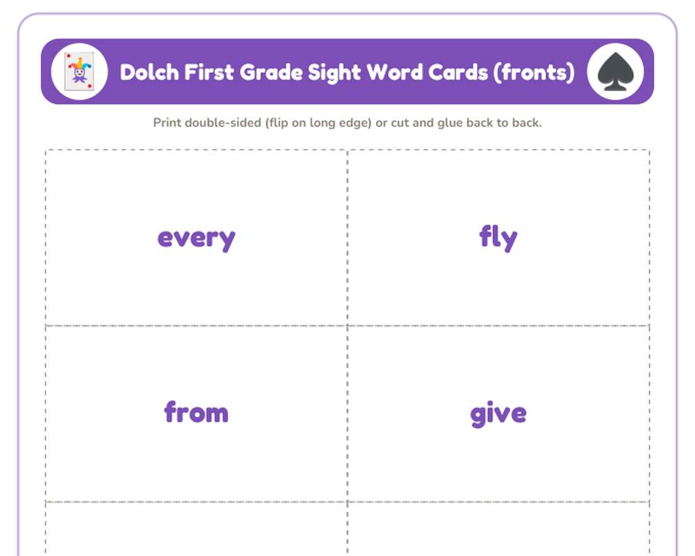Dolch First Grade Sight Words: Flash Cards, Tracing & Word Search (41 Words) printable preview 2