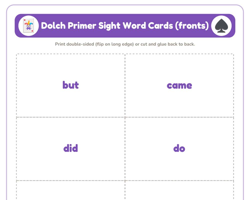 Dolch Primer Sight Words: Flash Cards, Tracing & Word Search (52 Words) printable preview 2