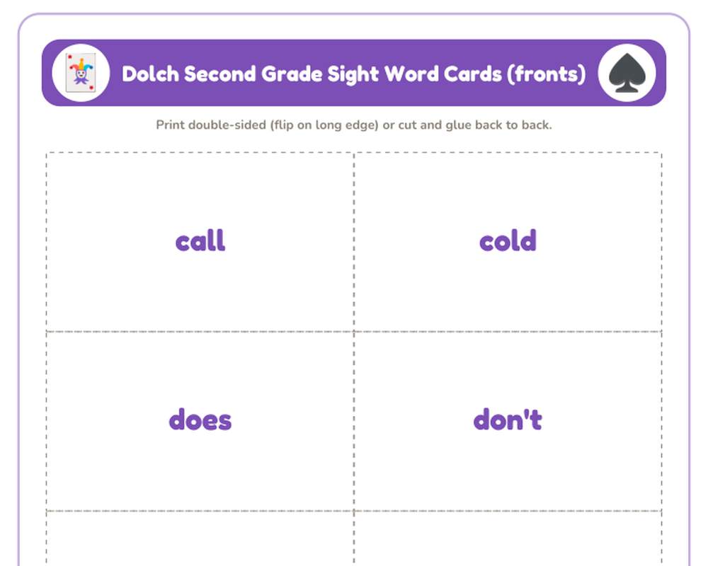 Dolch Second Grade Sight Words: Flash Cards, Tracing & Word Search (46 Words) printable preview 2