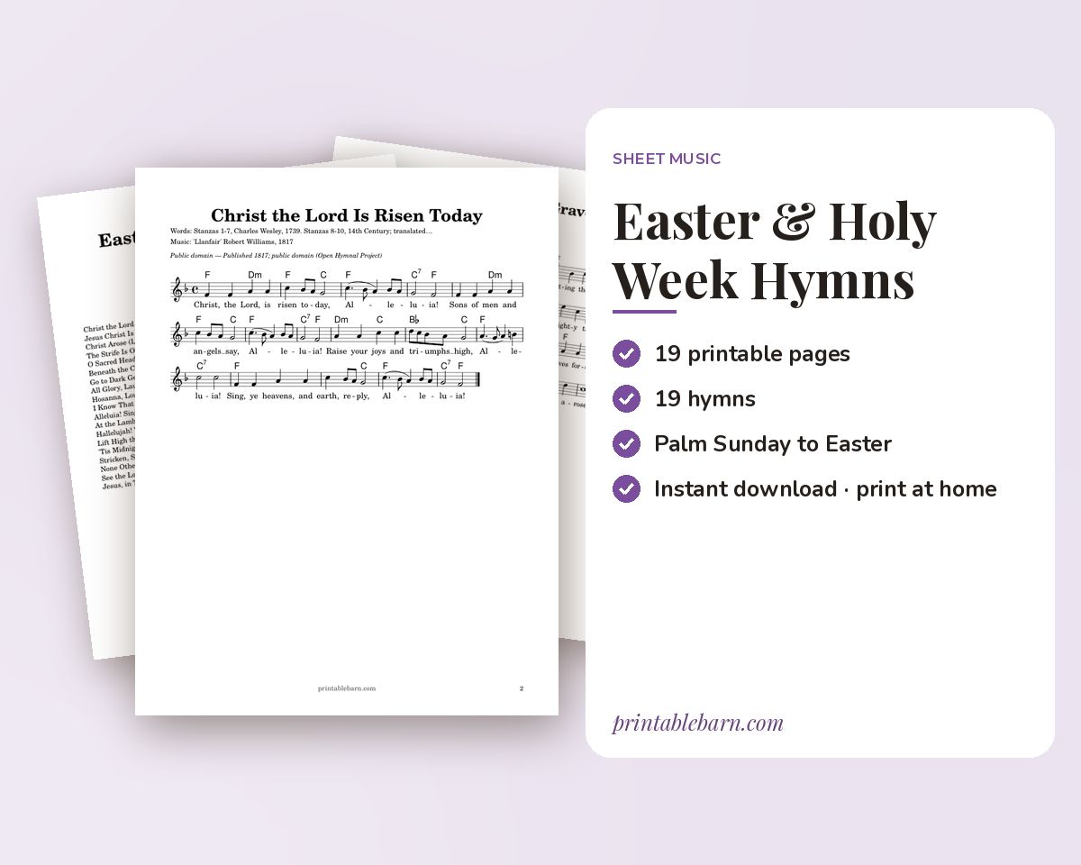 Easter Hymns Sheet Music: 19 Holy Week & Easter Hymns with Melody, Chords & Lyrics