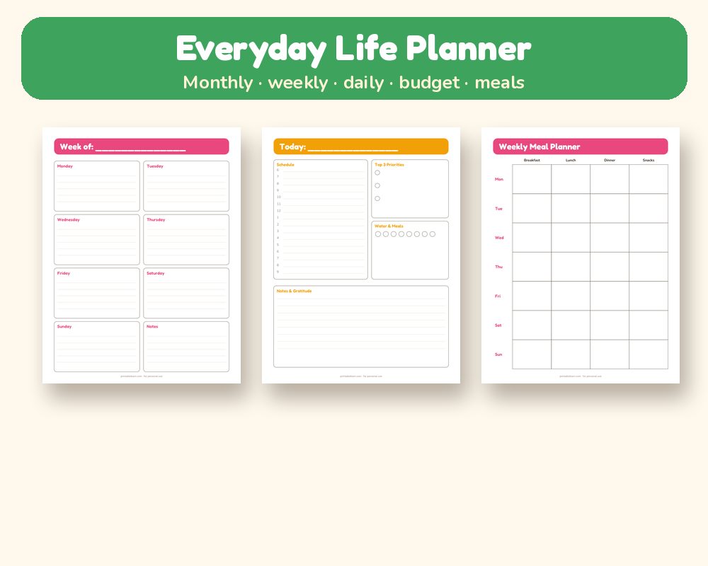 Everyday Life Planner (Undated)