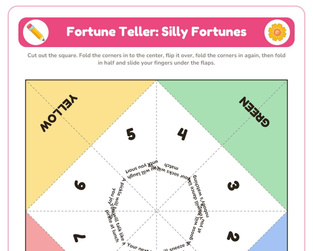 Printable Fortune Tellers (Cootie Catchers): 9 Designs printable preview 2