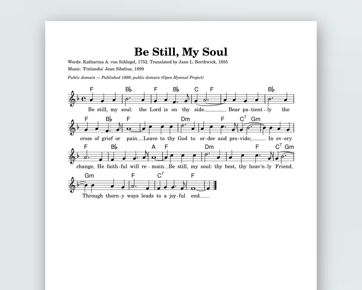 Free printable Funeral Hymns Sheet Music sample page