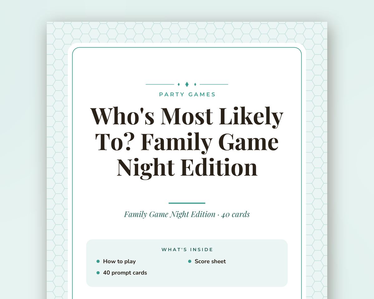 Family Game Night Games Bundle: 6 Printable Party Games (Would You Rather, Most Likely To, Find the Guest & More) printable preview 2