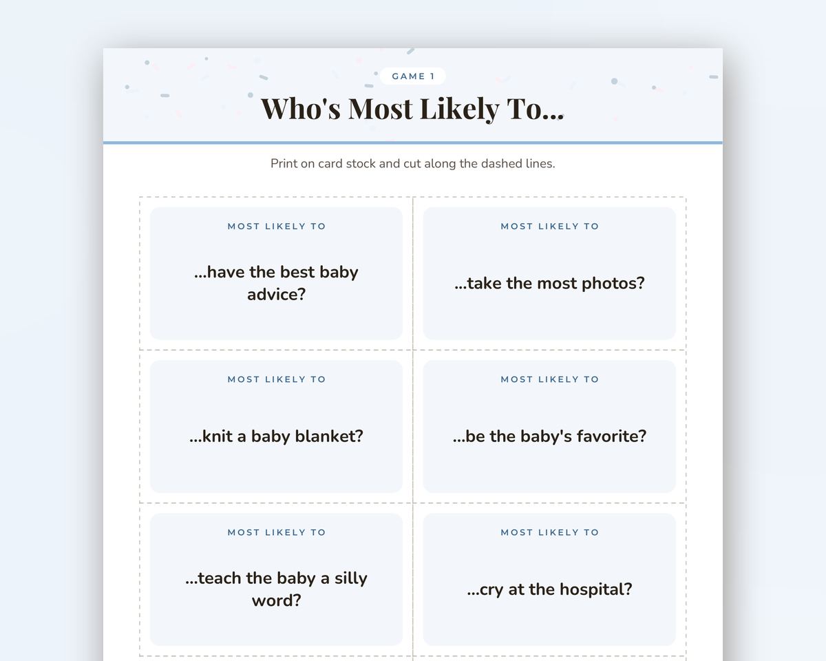 Free printable Who's Most Likely To sample page