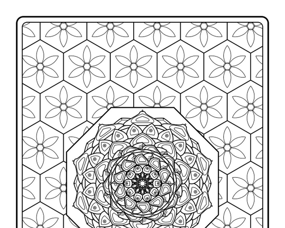 Geometric Pattern Coloring Pages: 30 Printable Mandala & Tessellation Designs for Adults printable preview 2