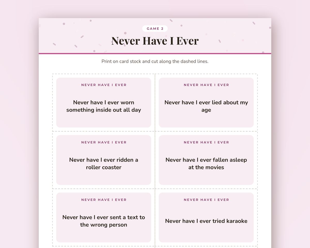 Girls' Night Games Printable Pack: 13 Games for a Fun Night In printable preview 2