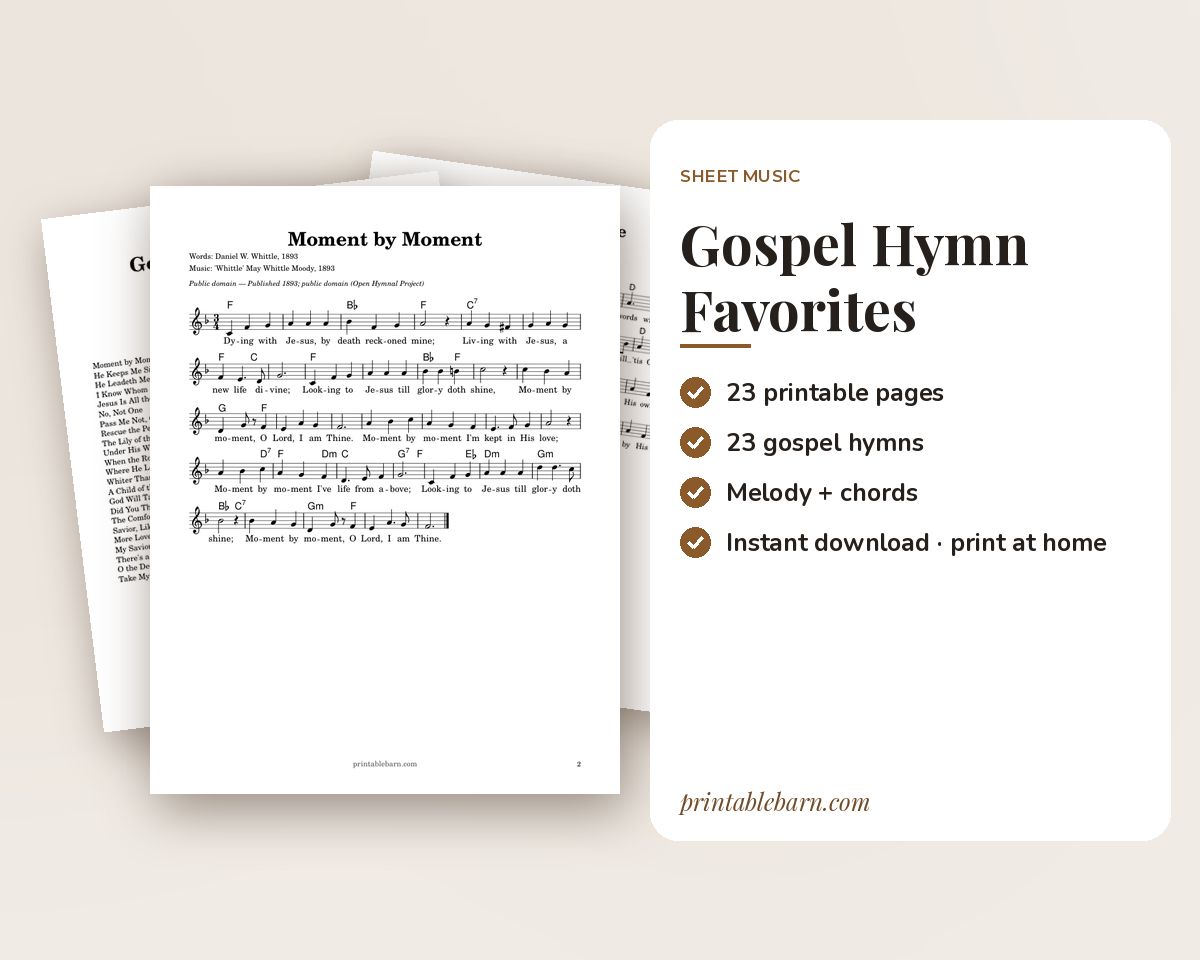 Gospel Hymns Sheet Music: 23 Gospel Favorites with Melody, Chords & Lyrics printable preview 1