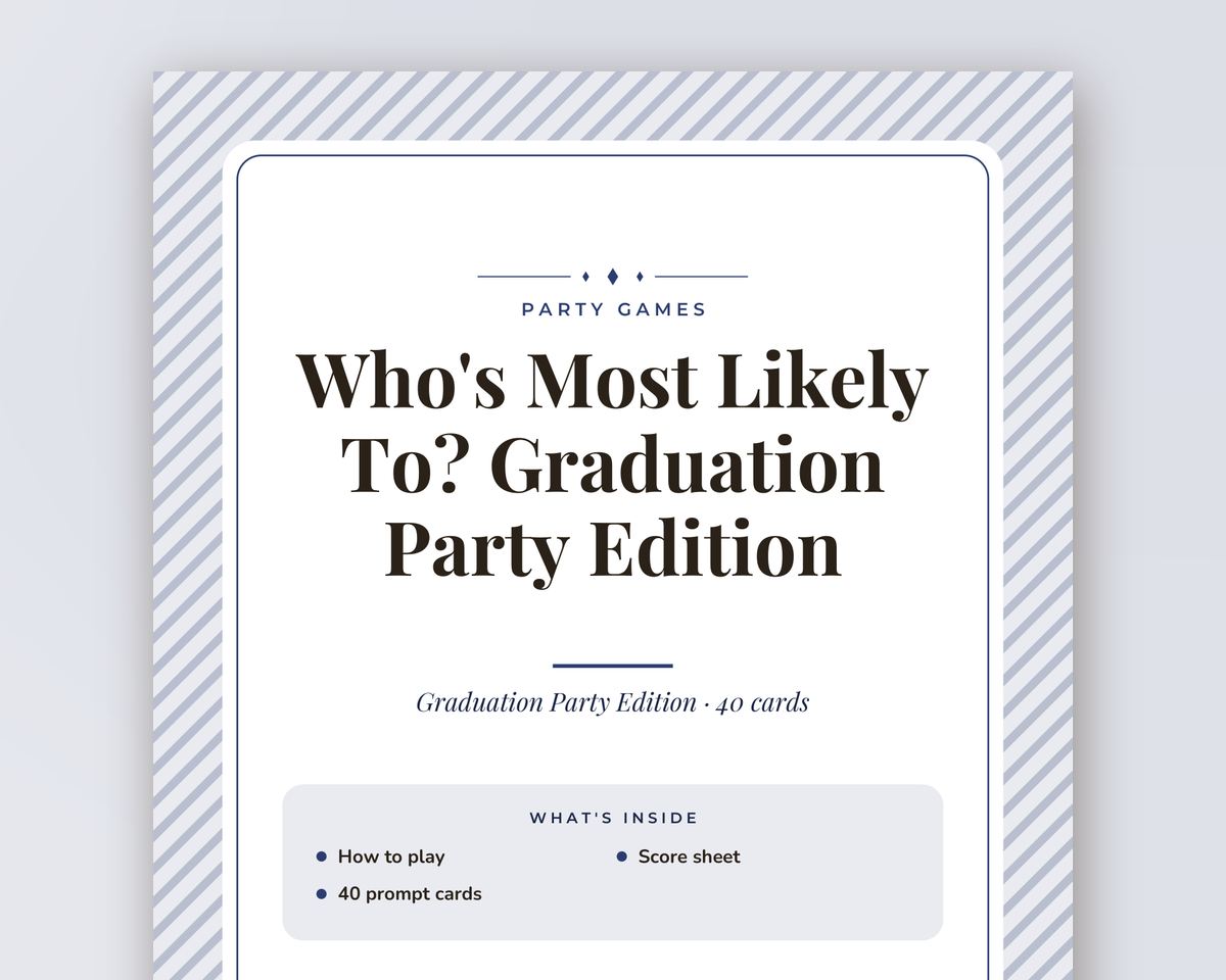 Graduation Party Games Bundle: 6 Printable Party Games (Would You Rather, Most Likely To, Find the Guest & More) printable preview 2
