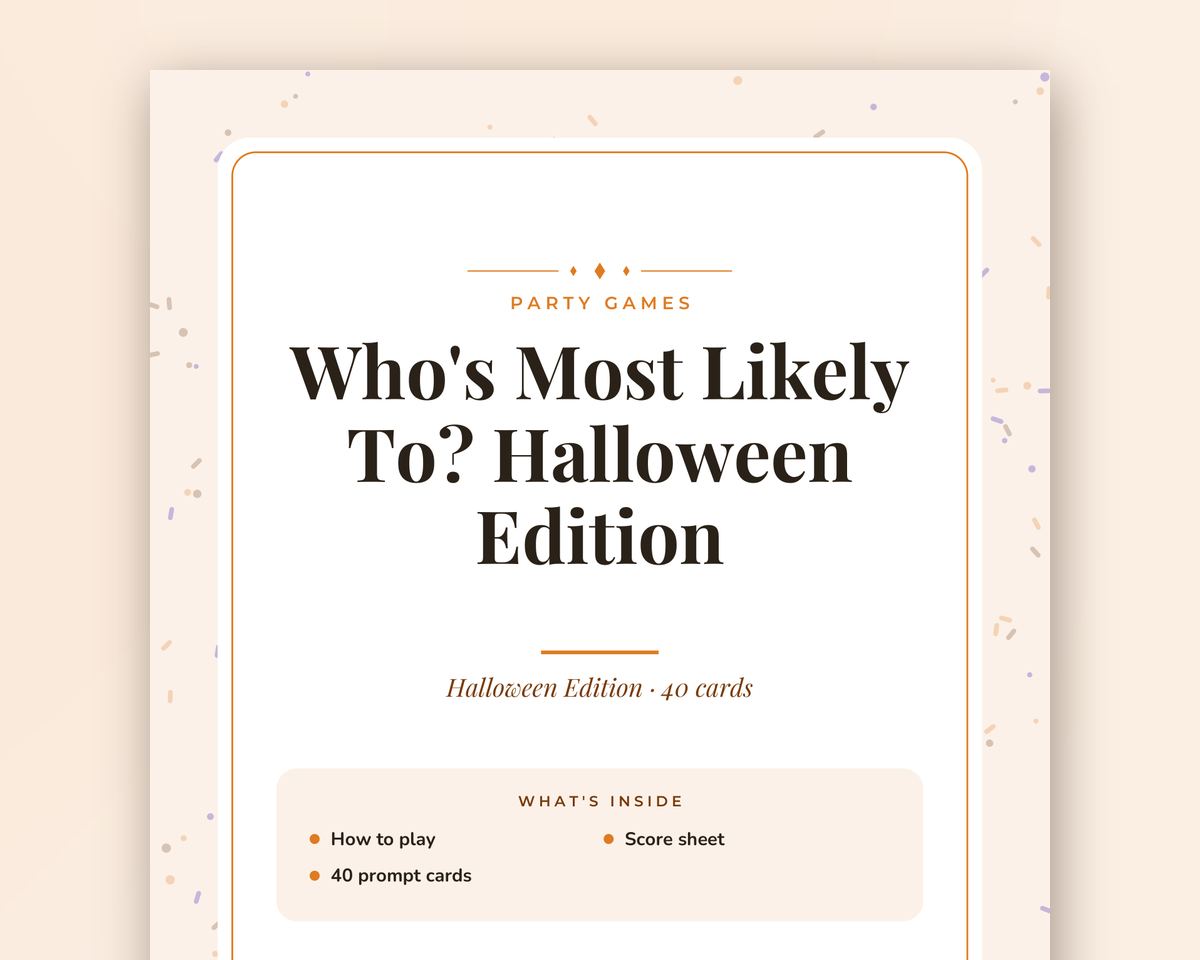 Halloween Games Bundle: 6 Printable Party Games (Would You Rather, Most Likely To, Find the Guest & More) printable preview 2