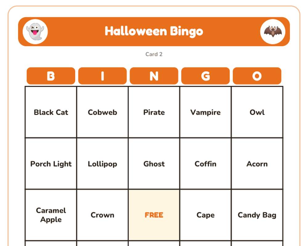 Halloween Bingo: 40 Cards (Regular + Large Print) printable preview 2