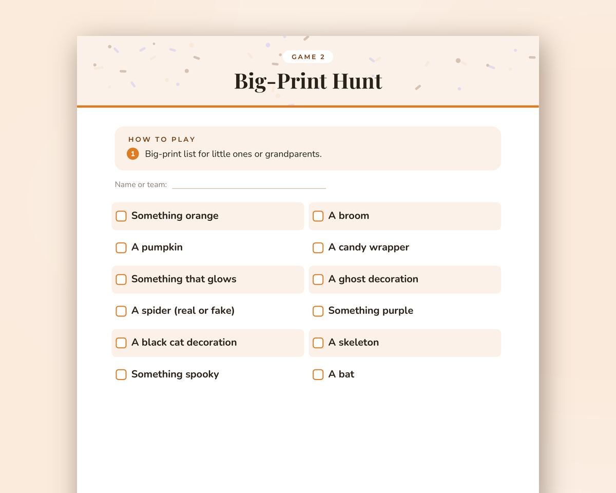 Halloween Scavenger Hunt: Printable Indoor Hunt for Kids & Families printable preview 2