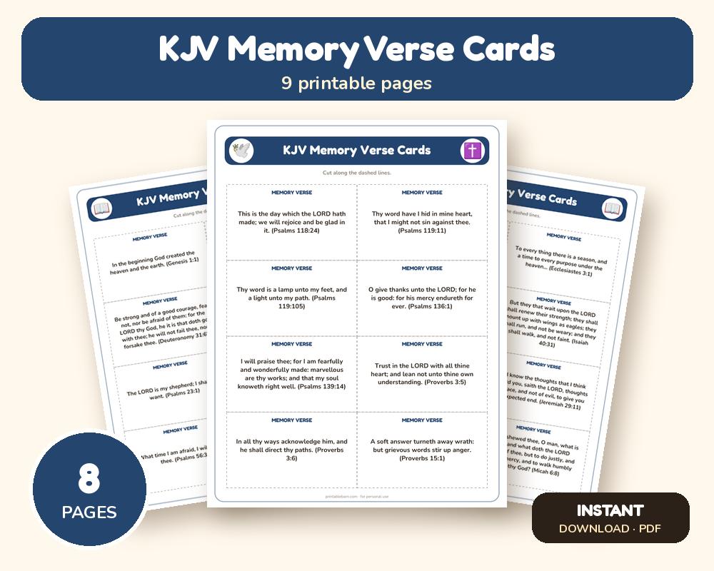 60 KJV Bible Memory Verse Cards (Printable) printable preview 1