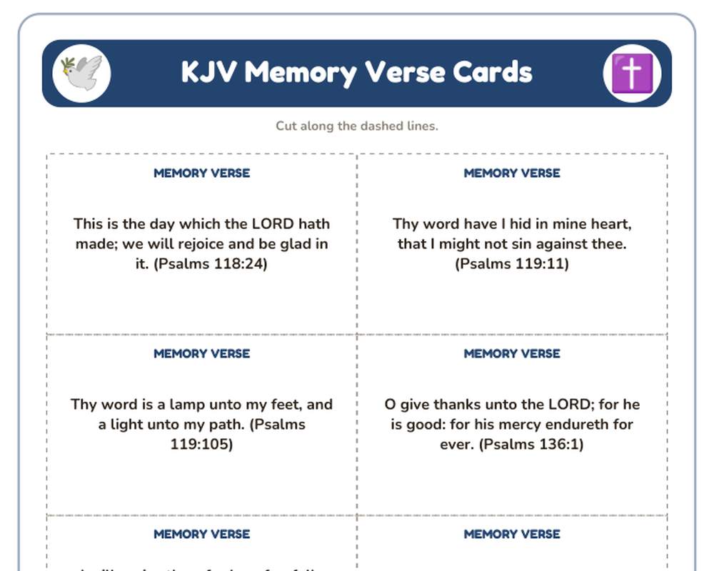 60 KJV Bible Memory Verse Cards (Printable) printable preview 2