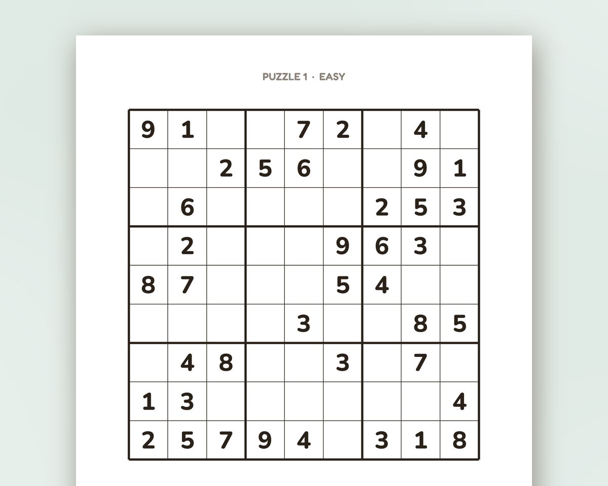 Free printable Large Print Sudoku sample page