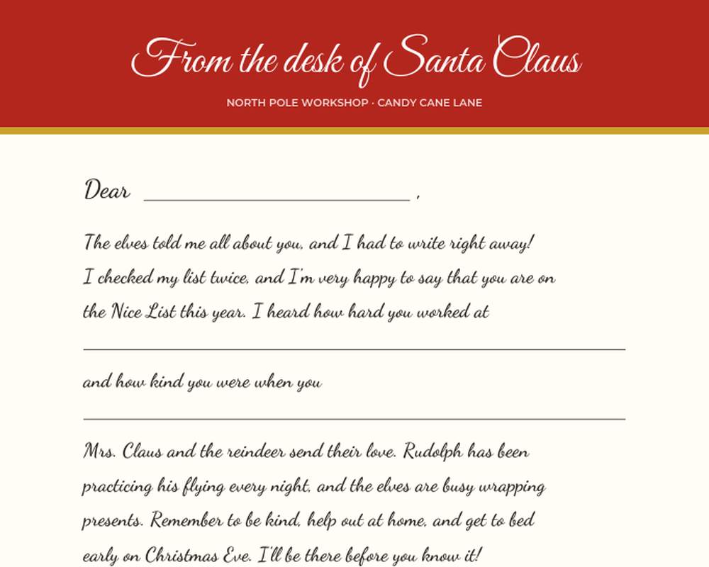 Free printable Letter to Santa Printable Kit sample page