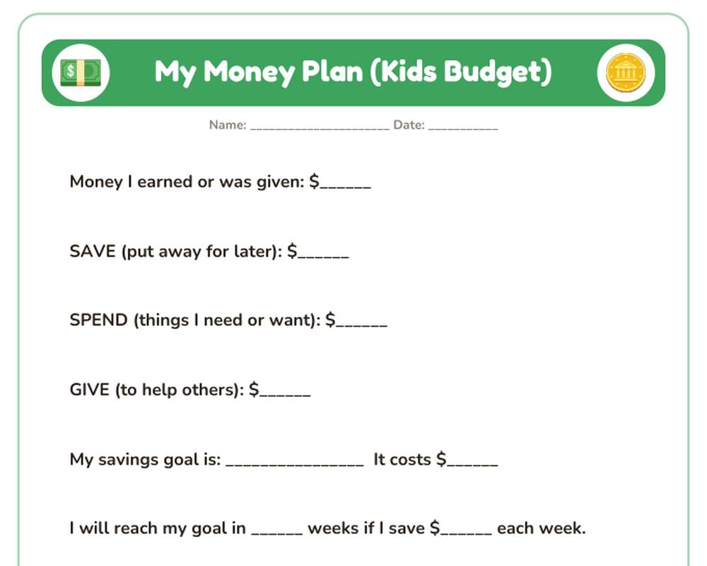Life Skills Money Worksheets: Check Writing Practice, Kids Budget & Making Change printable preview 2