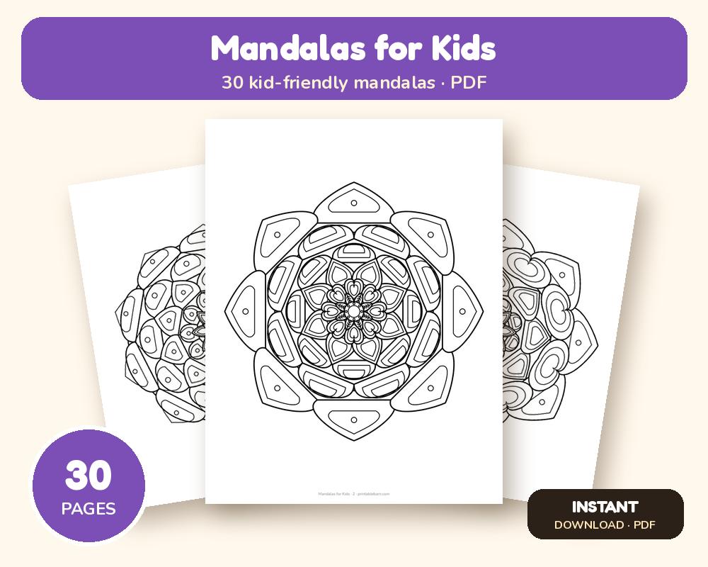 Mandala Coloring Pages for Kids: 30 Simple Printable Designs