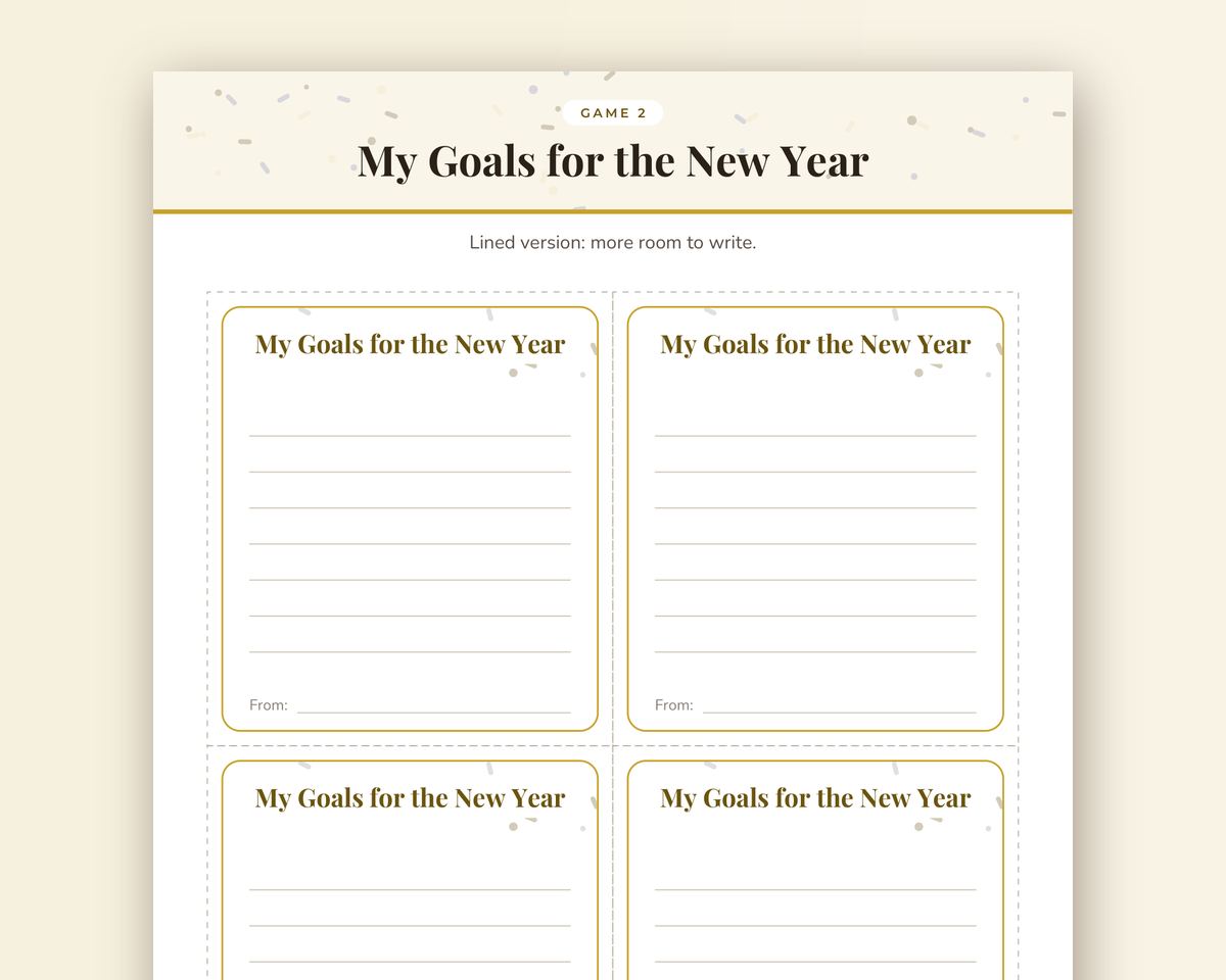 New Year's Eve Resolution & Prediction Cards: Printable Fill-in Cards + Table Sign printable preview 2