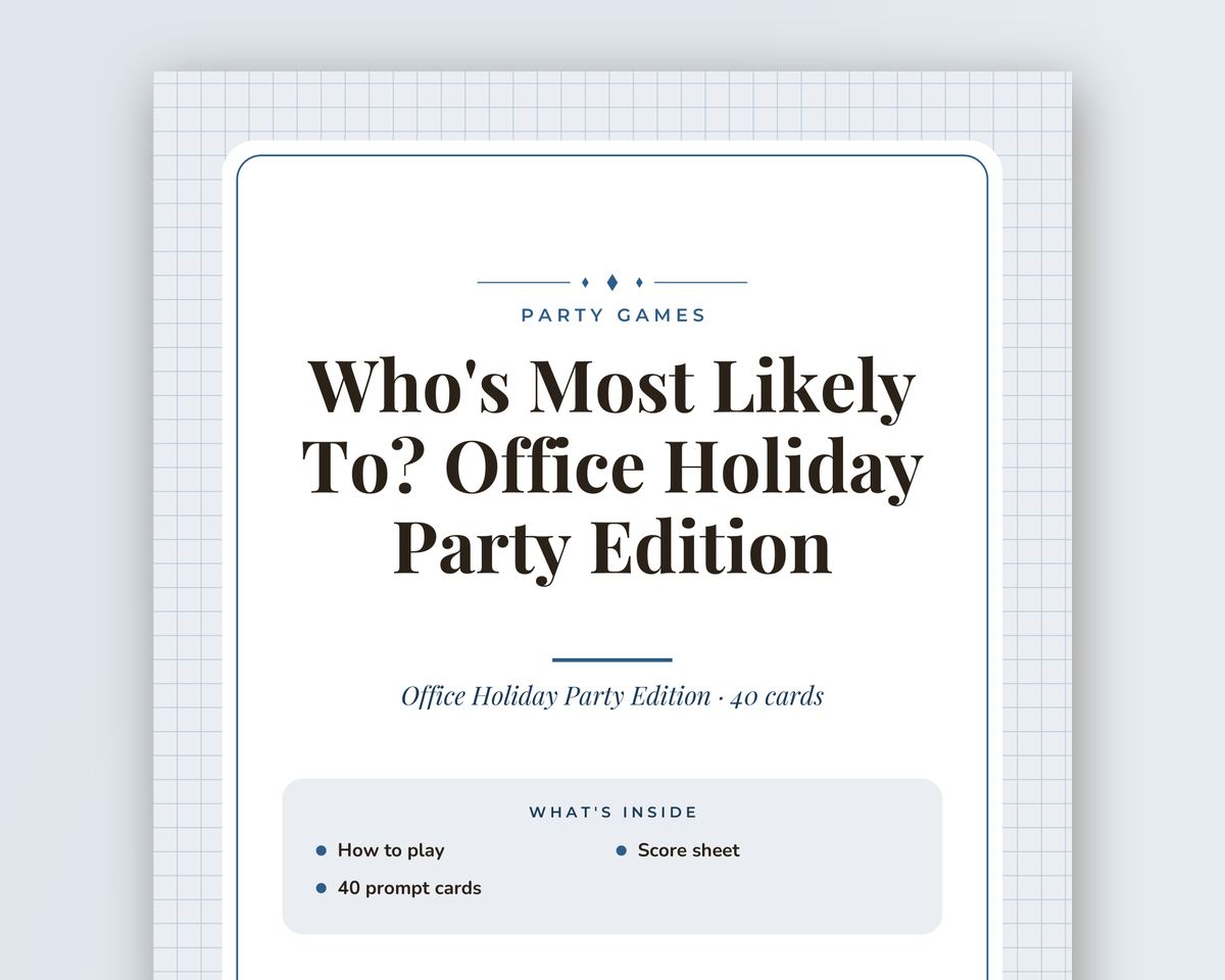Office Holiday Party Games Bundle: 6 Printable Party Games (Would You Rather, Most Likely To, Find the Guest & More) printable preview 2