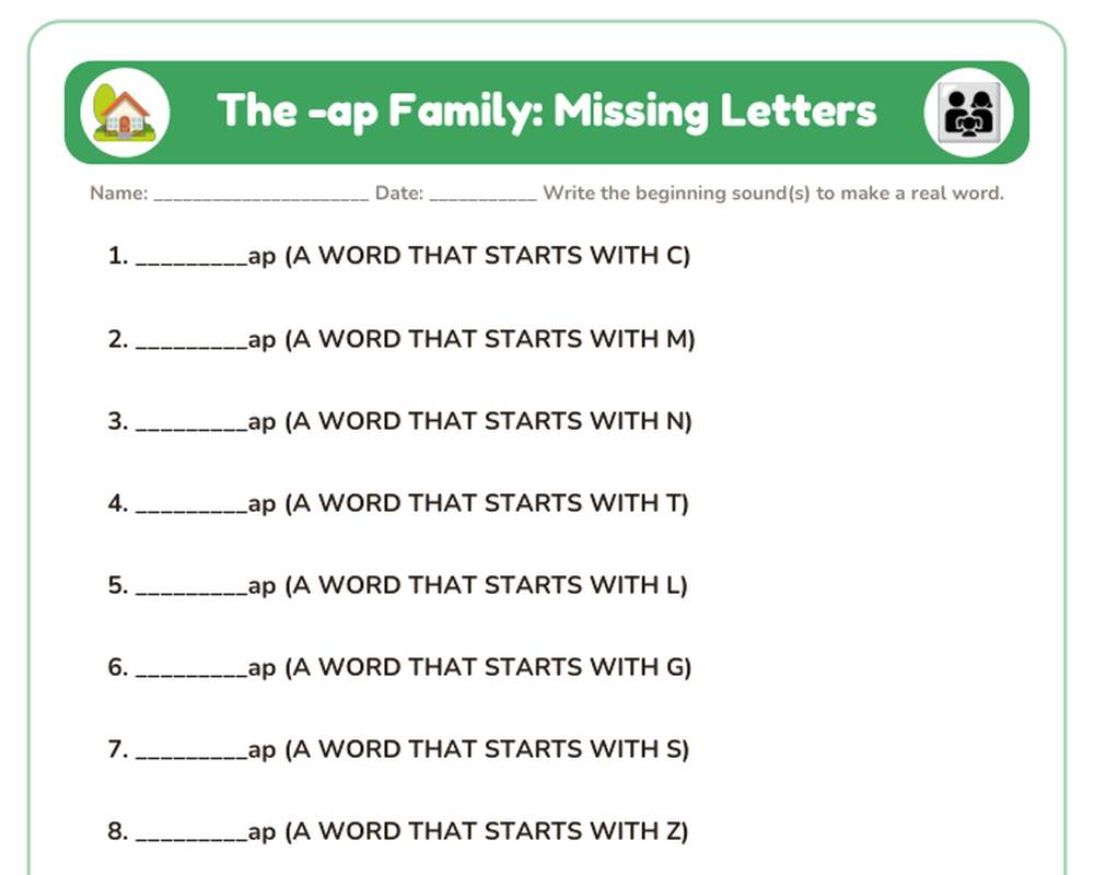 Free printable -AP Word Family sample page