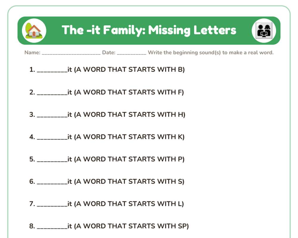 -IT Word Family Worksheets: Trace, Write, Word Search & Sort (Printable) printable preview 2