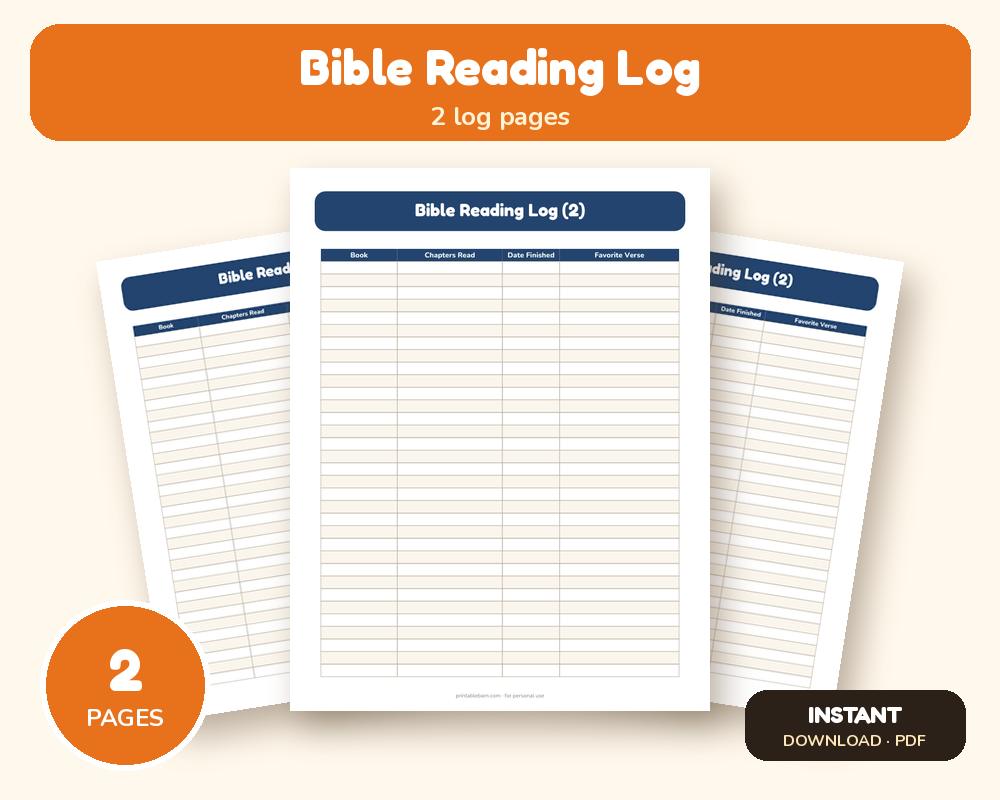 Bible Reading Log: Check Off Every Book printable preview 1