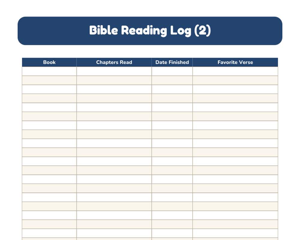 Bible Reading Log: Check Off Every Book printable preview 2