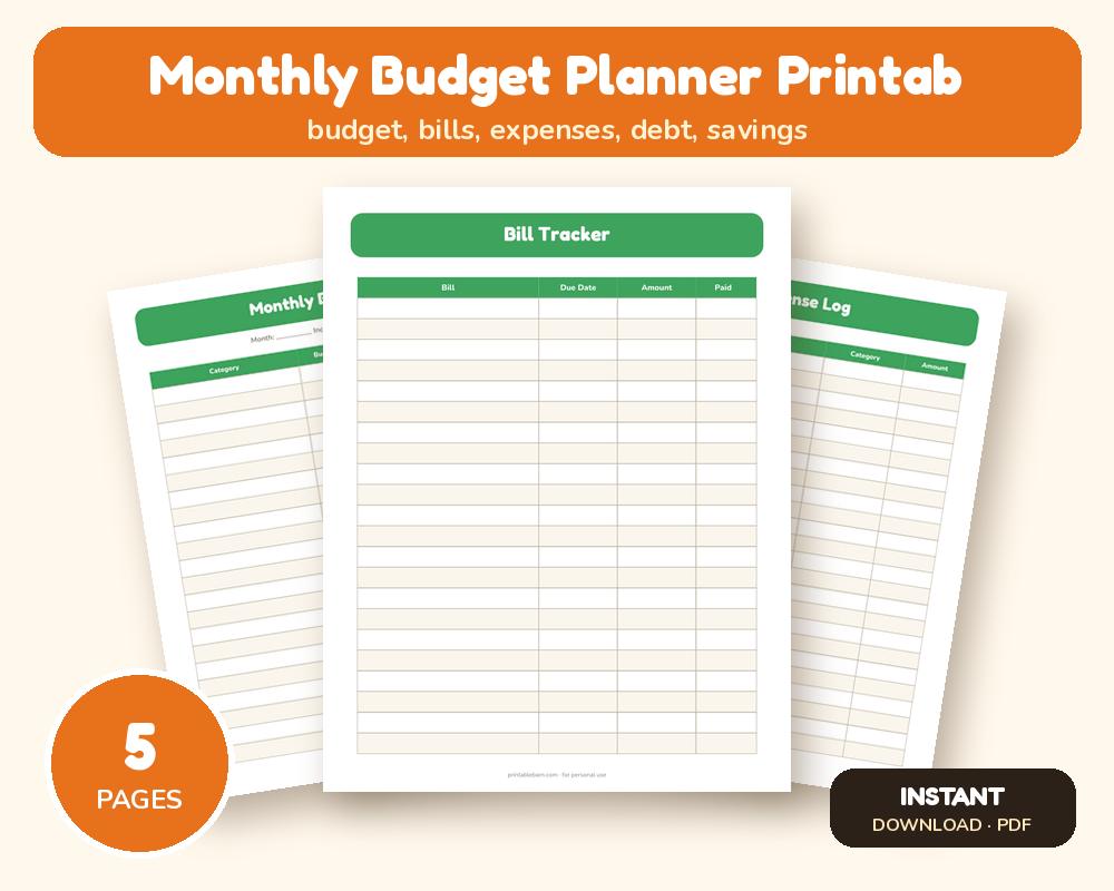 Monthly Budget Planner Printable printable preview 1