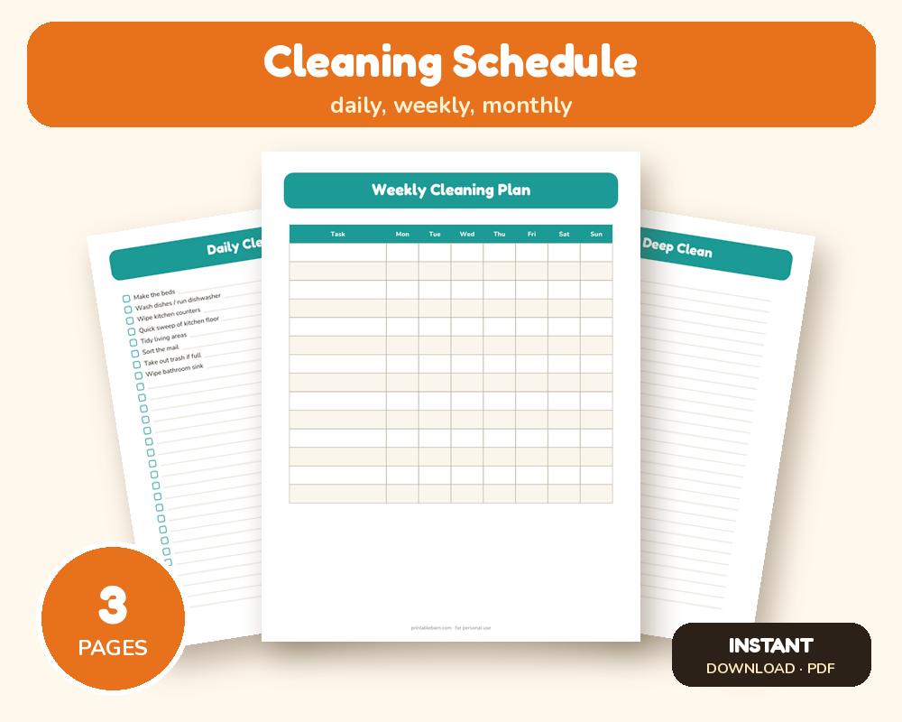 Cleaning Schedule: Daily, Weekly & Monthly Checklists