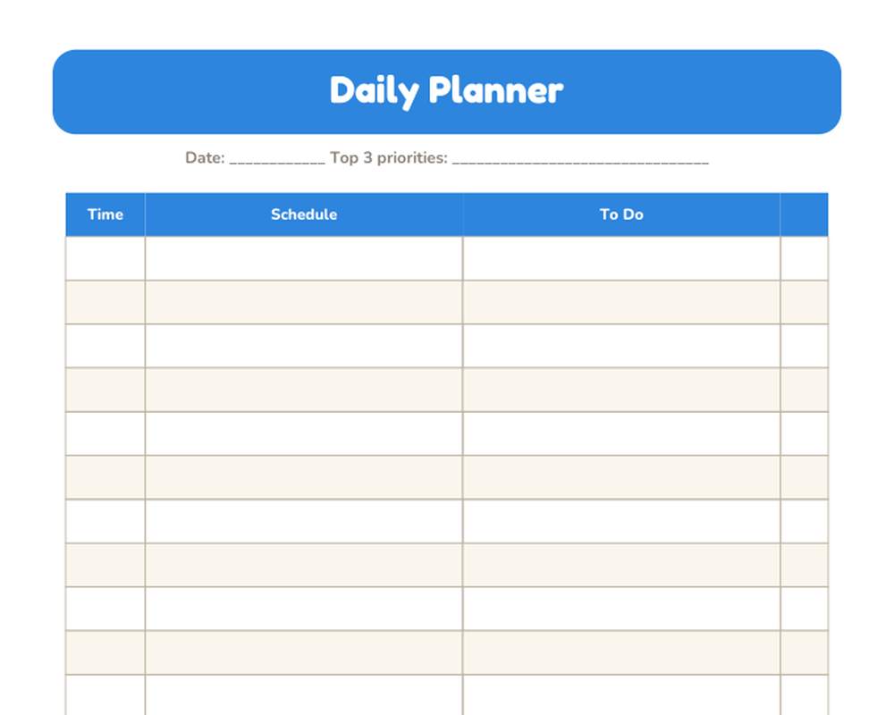 Daily Planner Pages (Hourly Schedule + To-Do) printable preview 2