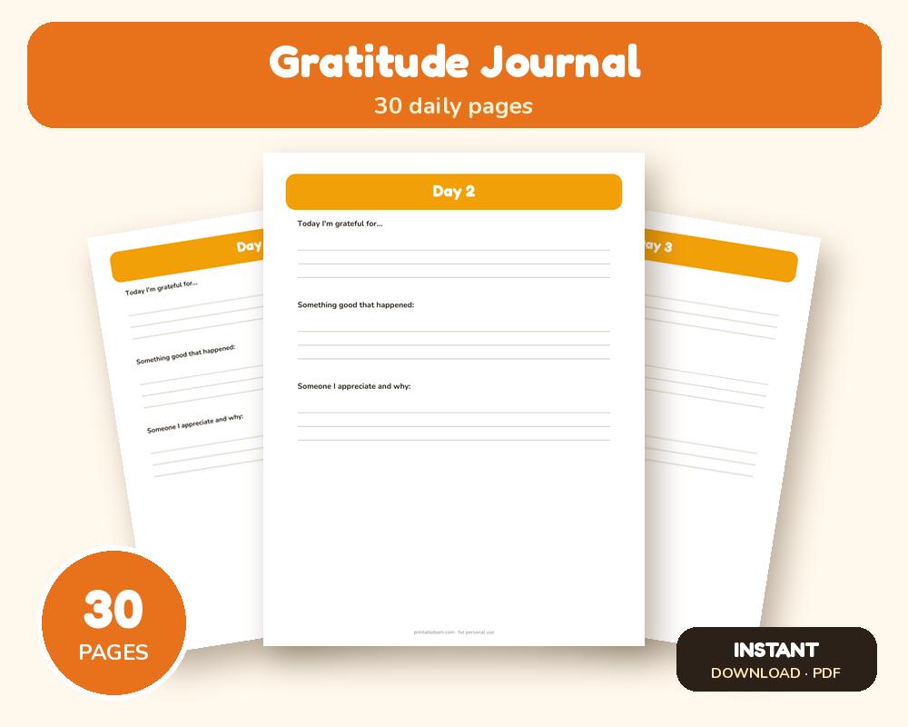 Gratitude Journal: 30 Days