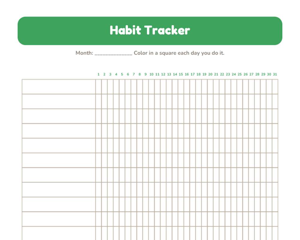 Monthly Habit Tracker (12 Pages) printable preview 2