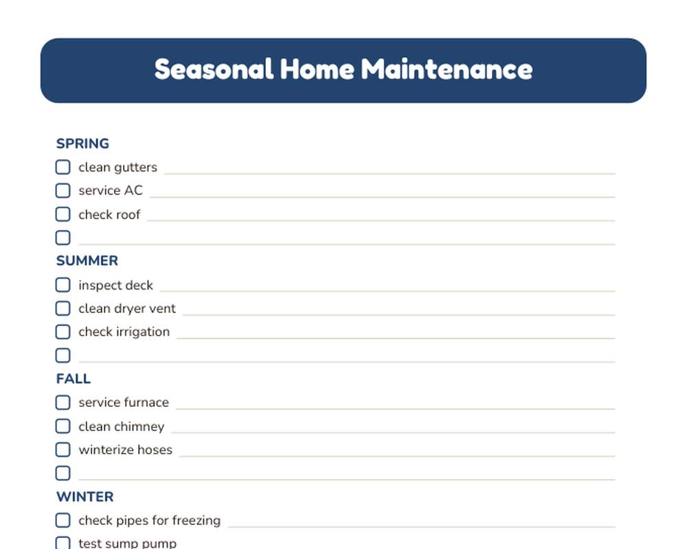 Home Maintenance Checklist: Monthly & Seasonal printable preview 2