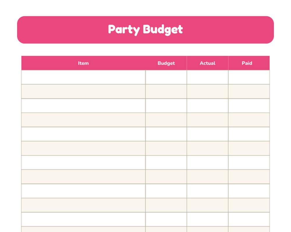 Party Planner Printable: Guest List, Budget & Timeline printable preview 2