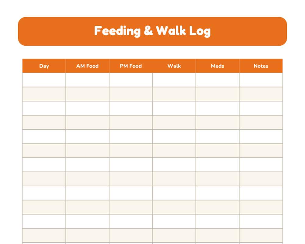 Free printable Pet Care Log & Vet Record sample page