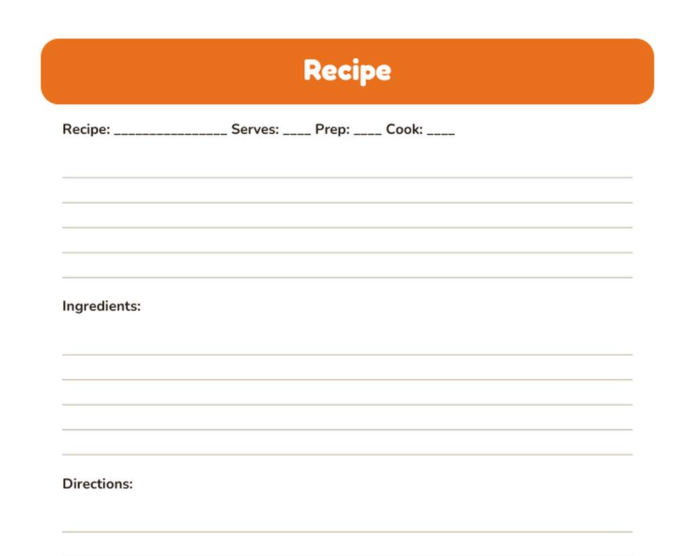 Free printable Printable Recipe Cards & Recipe Pages sample page