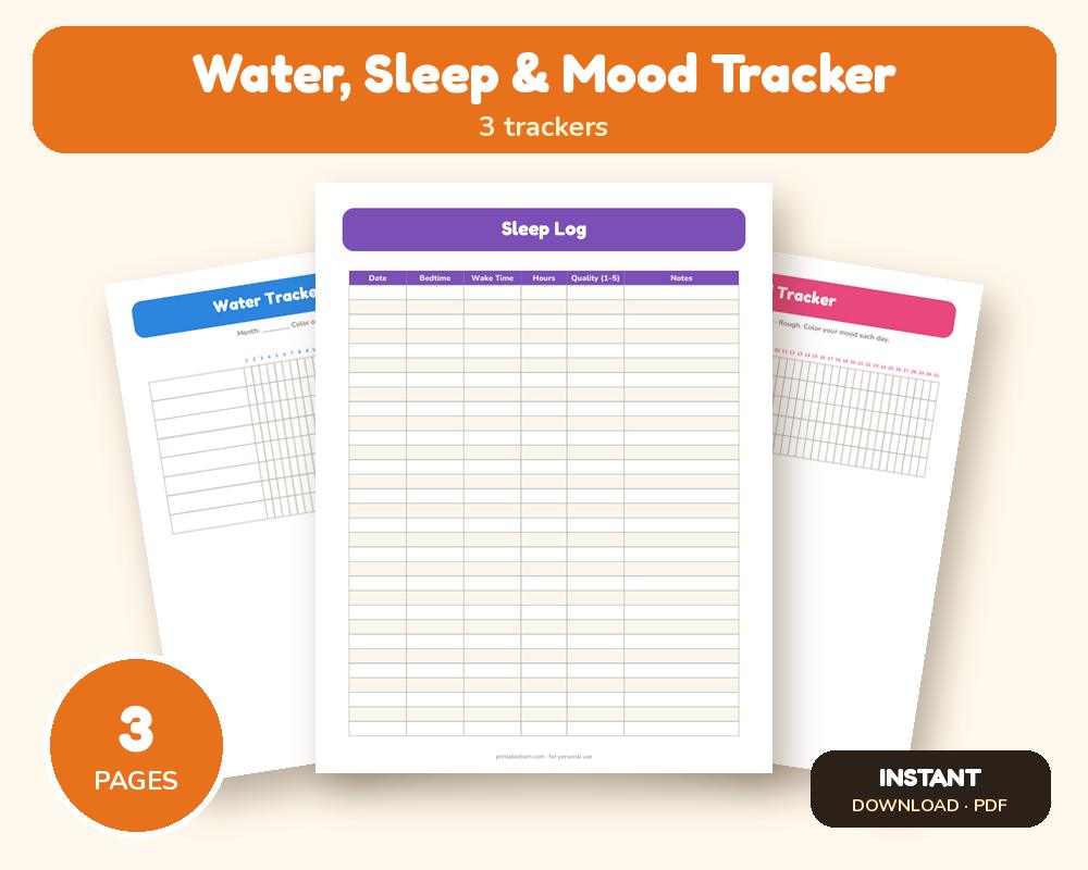 Water, Sleep & Mood Tracker