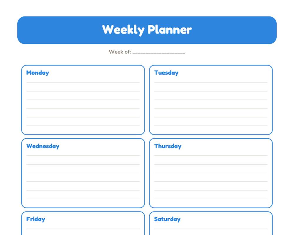 Undated Weekly Planner (52 Weeks) printable preview 2