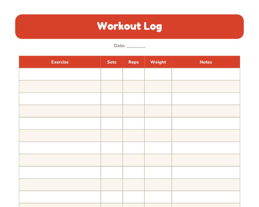 Workout Log & Fitness Tracker printable preview 2
