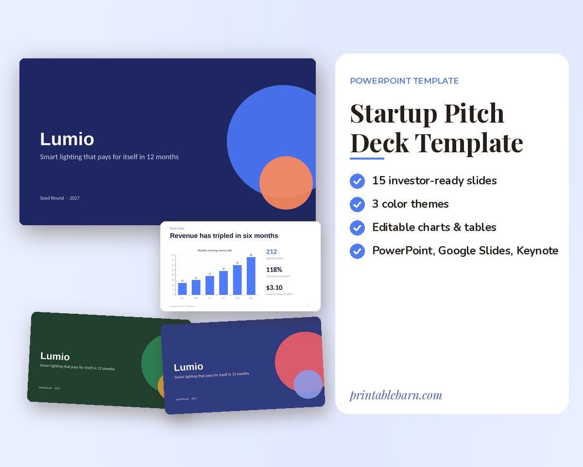 Presentation Template Bundle: Startup Pitch Deck + Business Presentation for PowerPoint & Google Slides (6 Color Themes)
