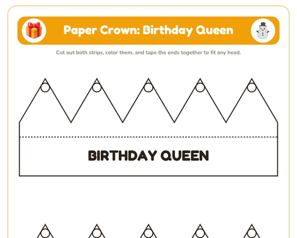 Printable Paper Crowns: 12 Designs (Birthday, Classroom, Christmas) printable preview 2